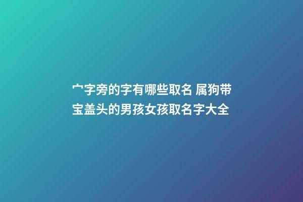 宀字旁的字有哪些取名 属狗带宝盖头的男孩女孩取名字大全